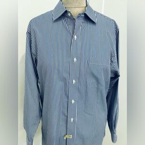 Brooks Brothers Classic Button Down Shirt No Iron Blue Stripe Supima | 16.5-36